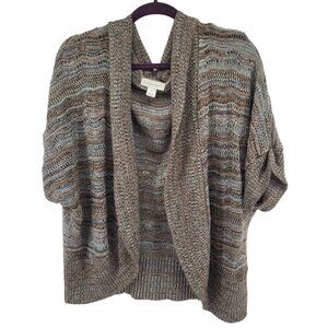 Christopher & Banks Womens Knitted Short Sleeve Cardigan Sweater L Acrylic Blend